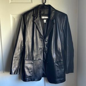 VINTAGE PRESTON AND YORK LAMB SKIN LEATHER BLAZER/COAT